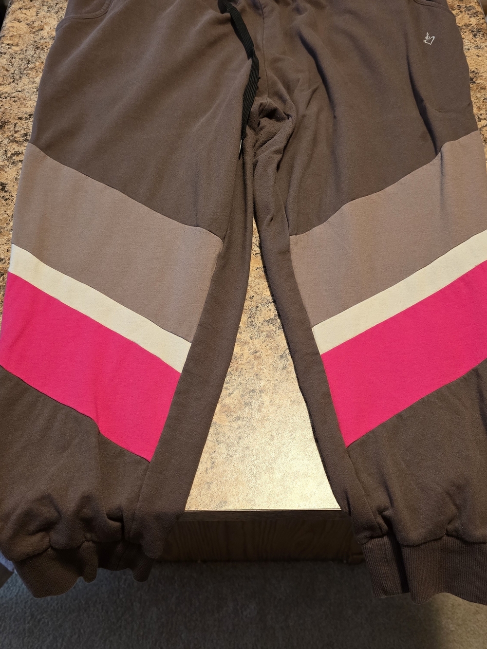 torrid Brown Colorblock Joggers with Pink and Cream Stripes